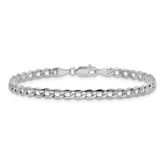 14k White Gold 3.35mm Curb Chain Bracelet 1