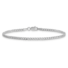 14k White Gold 2.5mm Curb Chain Bracelet 1