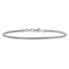 14k White Gold 1.75mm Round Box Chain Bracelet 1
