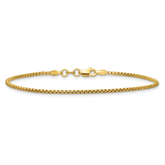 14k Yellow Gold 1.5mm Round Box Chain Bracelet 1