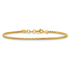 14k Yellow Gold 1.75mm Round Box Chain Bracelet 1