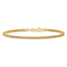 14k Yellow Gold 2.45mm Round Box Chain Bracelet 1