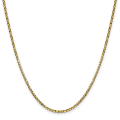 14k Yellow Gold 2.45mm Round Box Chain Necklace 1