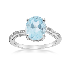 Created Aquamarine Sterling Silver Bypass Ring 1