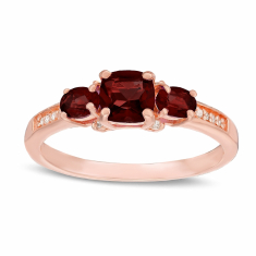 Three-Stone Genuine Garnet Rose Gold-Plated Ring 1