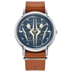 Men's Citizen Eco-Drive Star Wars Ahsoka Tano Blue Dial Brown Leather Strap Watch 40.5mm - BJ6508-02W 1