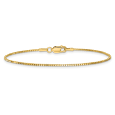 14k Yellow Gold 1.1mm Box Chain Bracelet 1