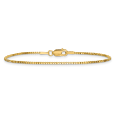 14k Yellow Gold 1.3mm Box Chain Bracelet 1