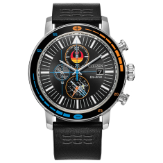 Men's Citizen Eco-Drive Star Wars Rebel Starfighter Black Dial Black Leather Strap Watch 44mm - CA0870-43W 1