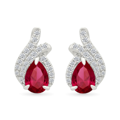 Created Ruby and Created White Sapphire Sterling Silver Earrings 1