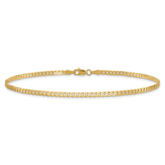 14k Yellow Gold 2.3mm Beveled Curb Chain Bracelet 1