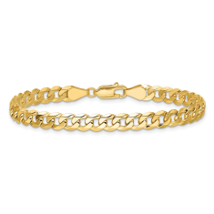 14k Yellow Gold 5.75mm Beveled Curb Chain Bracelet 1