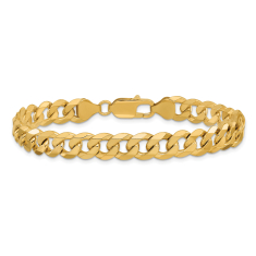 14k Yellow Gold 8mm Beveled Curb Chain Bracelet 1