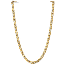 14k Yellow Gold 8mm Beveled Curb Chain Necklace 1