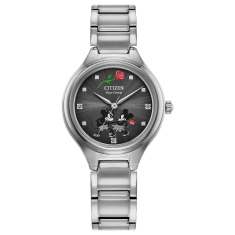 Citizen Eco-Drive Disney Mickey Mouse and Minnie Mouse Tango Stainless Steel Watch 29mm - FE2101-58W 1