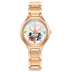Ladies' Citizen Eco-Drive Disney Mickey Mouse and Minnie Mouse Take Paris Gold-Tone Stainless Steel Watch 29.2mm - FE2103-52D 1