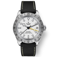 Black Bay Pro Opaline White Dial Black Hybrid Leather and Rubber Strap Watch 39mm - M79470-0006 1