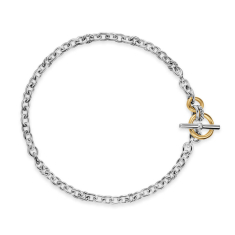 David Yurman DY Mercer Toggle Chain Necklace in Sterling Silver with 18K Yellow Gold and Diamonds, 8mm 1