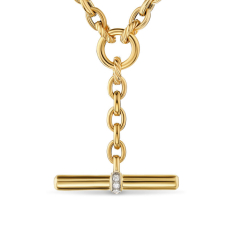 David Yurman DY Mercer Petite Toggle Chain Necklace in 18K Yellow Gold with Diamonds, 4.5mm 1