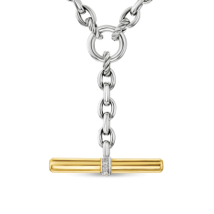 David Yurman DY Mercer Petite Toggle Chain Necklace in Sterling Silver and 18K Yellow Gold with Diamonds, 4.5mm 1