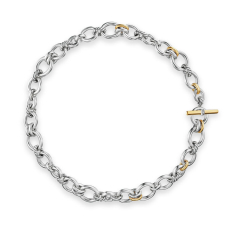 David Yurman DY Mercer Chain Necklace in Sterling Silver with 18K Yellow Gold and Diamonds, 8mm 1