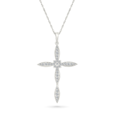 1/3ctw Diamond 10k White Gold Cross Pendant Necklace 1