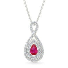 Created Ruby and Created White Sapphire Sterling Silver Pendant Necklace 1