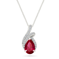 Created Ruby and Created White Sapphire Sterling Silver Pendant Necklace 1
