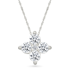 1/4ctw Diamond 10k White Gold Floral Pendant Necklace 1