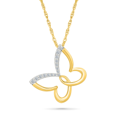 1/15ctw Diamond 10k Yellow Gold Butterfly Pendant Necklace             1