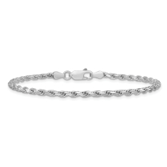 Sterling Silver 2.5mm Diamond-Cut Rope Chain Anklet 1