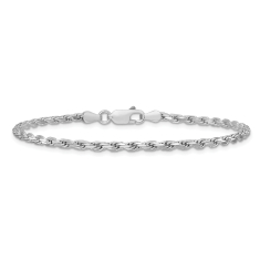 Sterling Silver 2.5mm Diamond-Cut Rope Chain Bracelet 1
