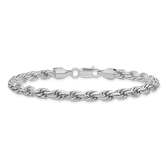 Sterling Silver 5.75mm Diamond-Cut Rope Chain Bracelet 1