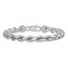 Sterling Silver 6.5mm Diamond-Cut Rope Chain Bracelet 1