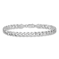 Sterling Silver 6mm Beveled Curb Chain Bracelet 1