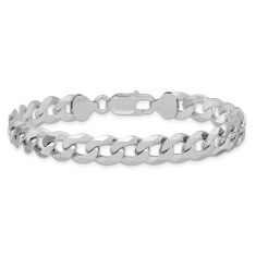 Sterling Silver 8.5mm Beveled Curb Chain Bracelet 1