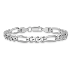 Sterling Silver 6.5mm Figaro Chain Bracelet 1