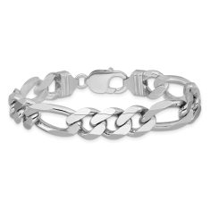 Sterling Silver 10.75mm Figaro Chain Bracelet 1