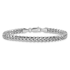 Sterling Silver 5mm Domed Curb Side Diamond-Cut Chain Bracelet 1