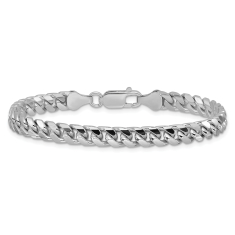 Sterling Silver 6mm Domed Curb Side Diamond-Cut Chain Bracelet 1