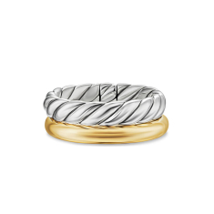 David Yurman DY Mercer Two Row Ring in Sterling Silver with 18K Yellow Gold, 8mm 1