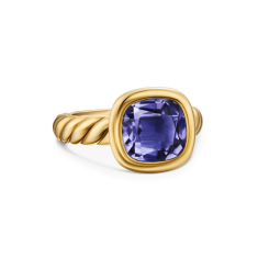 David Yurman DY Mercer Stone Ring in 18K Yellow Gold with Iolite, 10mm 1