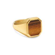 Men's David Yurman Streamline Signet Ring in 18K Yellow Gold with Tiger's Eye, 18mm 1