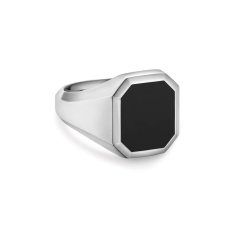 Men's David Yurman Streamline Signet Ring in Sterling Silver with Black Onyx, 18mm 1