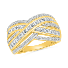 1ctw Diamond 14k Yellow Gold Crossover Ring 1