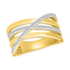 1/3ctw Diamond 10k Yellow Gold Crossover Ring 1