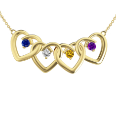 Mother's Custom Birthstone Interlocking Hearts Family Necklace (2-4 Gemstones) 1