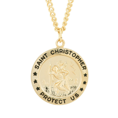 Men's 14k Gold-Filled Round St. Christopher Pendant Necklace 1