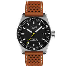 Tissot PR516 Powermatic 80 Black Dial Light Brown Leather Strap Watch 38mm - T1494071605100 1