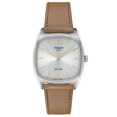 Tissot Stylist Square Face Silver-Tone Dial Brown Leather Strap Watch 32mm - T1599091603100 1